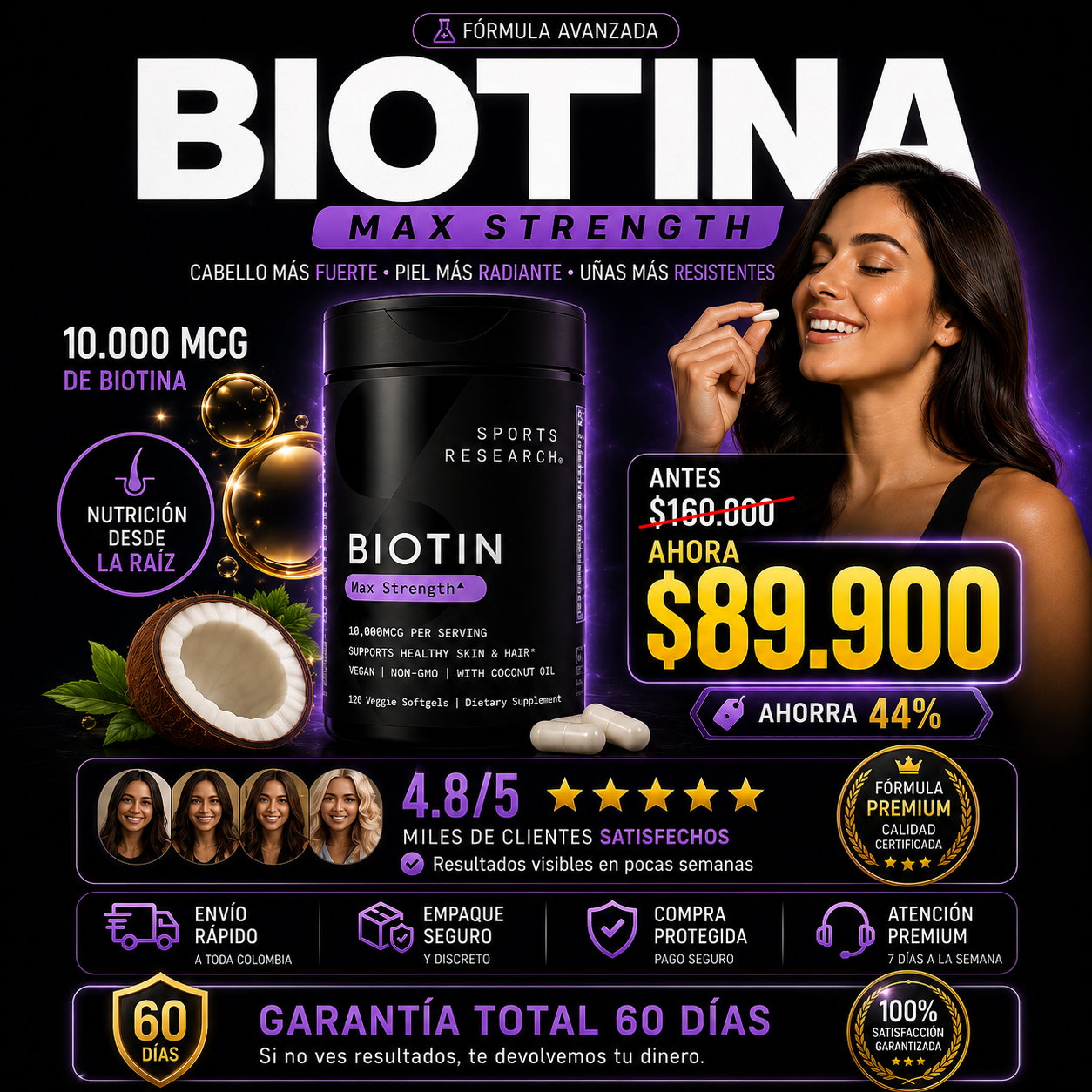 BIOTINA PARA DARLE BRILLO Y FUERZA A TU CABELLO